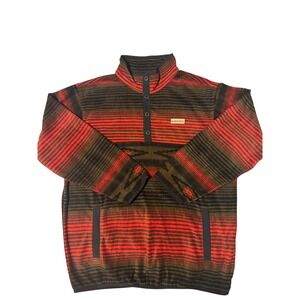 Cinch Mens Large Fleece Pullover Red Olive Southwestern Serape Aztec Snap Mock